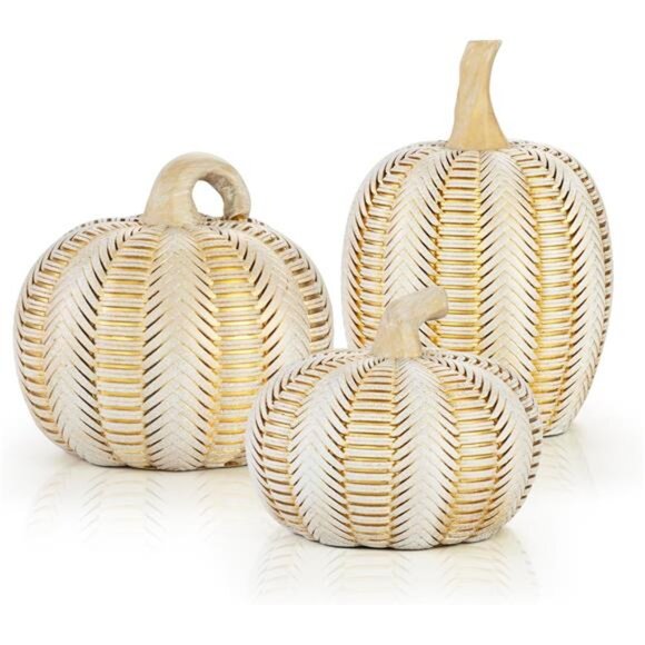 Set of 3 Fall Decorations Artificial Pumpkins